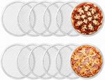 Pizza Screen 12 Pack - 12 Inch Aluminum Pizza Pan with Holes - Seamless Mesh