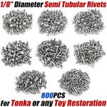 Semi Tubular Rivets 1/8" Diameter 800 Piece Assortment For Tonka Toy Restoration