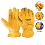 Yellow Leather Gardening Gloves Thorn Proof Garden Work Driver Safety Glove