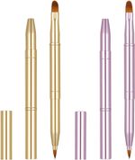2 Pack Retractable Lip Brush for Lipstick, Dual-Ended Portable Lip Makeup Brush
