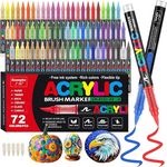 Acrylic Brush Marker 72 Colours Paint Pens, Soft Brush Tip Acrylic Marker Pens,