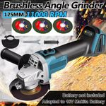 125mm Electric Cordless Brushless Angle Grinder For 18V Makita Li-ion Battery UK