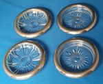 Vintage Set of 4 Glass & Silver-Rimmed Coasters (Leonard Silver Company, Italy)