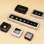 Stainless Steel Loose Diamond Gemstone Display Storage Box Show Case Glass Top