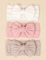 3pcs Baby Girl Bow Headbands Soft Ribbed Nylon Stretch Headbands Newborn Toddler