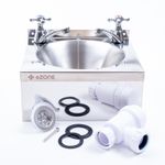 Commercial Stainless Steel Hand Wash Basin Sink with Cross Taps Waste Plug Trap
