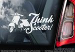 THINK SCOOTER! - Car Window Sticker - Vespa Sprint Motorcycle Bike - TYP3 