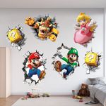 Mario Cracked Wall Characters High Quality Vinyl Sticker Bedroom Kids Girl Kids