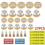 27 Pcs Wire Brush Set Rotary Drill Attachment Wheel Cup Flat Sanding