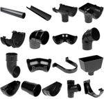 Half Round 112mm Guttering & 68mm Down pipe Fittings | BLACK  | BULK BUY!