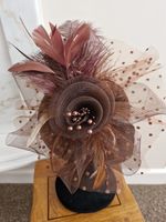 Brown Fascinator Feather Crystal Detail Weddings Horseraces Special Occasion