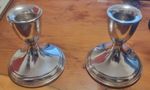 Vintage Pair of weighted Sterling Silver Squat Candlesticks Preisner no.33