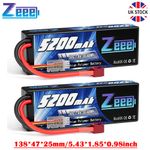 2X Zeee 7.4V 2S LiPo Battery 5200mAh 50C T Plug Hardcase for RC Car Truck Boat