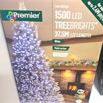 Premier TreeBrights 1500 LED Christmas Lights 37.5m White Clear LV Multi-Action