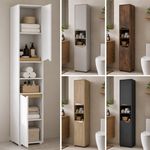 160cm Tall Freestanding Bathroom Storage Cabinet w/ 2 Doors Open Shelves Linen