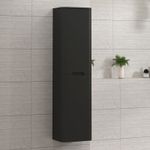 Venice 1400mm Matt Black Tallboy 2-door Cupboard Furniture Cabinet Unit