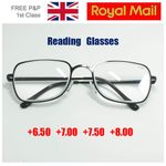 Highly Reading Glasses Men Women's Black Metal Spectacles +6.5 +7.0 +7.5 +8.0
