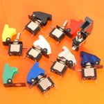 12V ILLUMINATED LED TOGGLE SWITCH AIRCRAFT MISSILE FLIP UP COVER CAR ON/OFF SPST