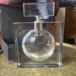 Rare Large Art Deco Style Cube Crystal Perfume Bottle with Stopper Vintage Style
