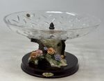 La Anina Collection Tree Stump With Flowers Holding Crystal Glass Bowl 12.5"