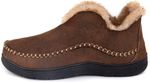UK SIZE 9 Men's Moccasin Coffee Brown Slippers Memory Foam Winter Indoor House