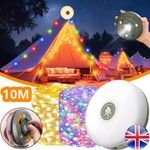 10M Portable Camping String Lights Retractable USB Rechargeable Lamps Waterproof