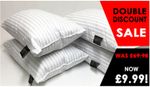 Pack Of 2 Hotel Quality Egyptian Stripe Pillows Luxury Soft Hollowfibre Filled