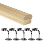 Oak Cottage Loaf Handrail Kit Various Lengths with Chrome Brackets