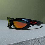 Oakley Plate Sunglasses Black Frame Red-Orange Lens Y2K Cyber Sport Retro