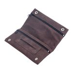 Multifunctional Leather Tobacco Pouch Zippered Foldable Moisture-Retaining