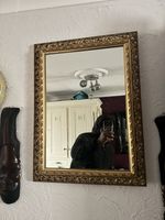 Gold Art Nouveau Vintage Mirror Carved Gilt Wood, Acanthus Chain, Wall Mirror