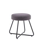 Padded Stool Chair Dressing Table Padded Grey Round Linen Soft Foam Seat