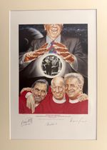 George Best Dennis Law Bobby Charlton Man Utd Football Legends Hand Signed & COA