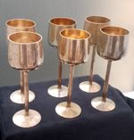 VINTAGE COPPER WINE GOBLETS X 6. 8 Inches Tall. BEAUTIFUL SET, VERY DESIRABLE.
