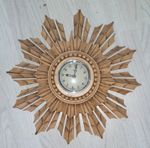 Vintage Ferranti Sunburst Wall Clock Wood Frame Made In England