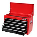 Excel 9 Drawer Top Chest Cabinet Tool Storage Box Black and Red Heavy Duty