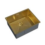 Flode 540x440mm Brushed Gold Undermount Sink 1 Bowl 205mm Waste Kit