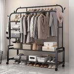 Heavy Duty Double Clothes Rail Rack Hanging Garment Display Stand Open Wardrobe