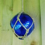 Glass Float Nautical Sea Fishing Buoy Blue | 5"/12.5cm Dia With Rope Hanger NEW