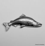 Salmon Pewter Pin Brooch - British Handcrafted - Trout Fly Fishing Gift Present