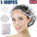 1-100pcs Disposable One-off Hotel Home Shower Bathing Clear Hair Elastic Cap Hat