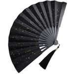 Carbon Steel Folding Metal Fan Traditional Chinese Hand Fan with Silk Cloth EDC