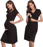 Women’s Breastfeeding Nightdress Maternity Nightshirt Nursing Nightgown Soft V