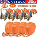 4X Heavy Duty Ratchet Ties Down Straps 50mm-6-Meter Lashing Cargo/Luggage-3000KG