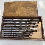 Taylor and Jones Adjustable Hand Reamers Set x8  1-1/16in - 15/32  1940-50s 