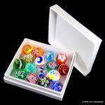 Collectors Box Set of 16 x Handmade Marbles- 16mm Intricate Glass Art Toy Marble