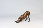 Whippet Playing Solid Hot Cast  Bronze Steve Boss  Certificate  - NEW 