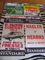 4 ORIGINAL EVENING STANDARD NEWSPAPER  POSTERS WIMBLEDON HAGLER V HEARNS FIESTA