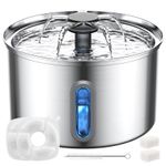 Lubluelu 3.5L Automatic Water Fountain Stainless Steel Cat Drinking Dispenser