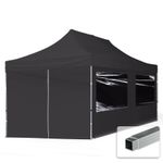 3x6 PES Pop Up Gazebo Aluminium 32 mm, Sidewalls with Panorama Windows black